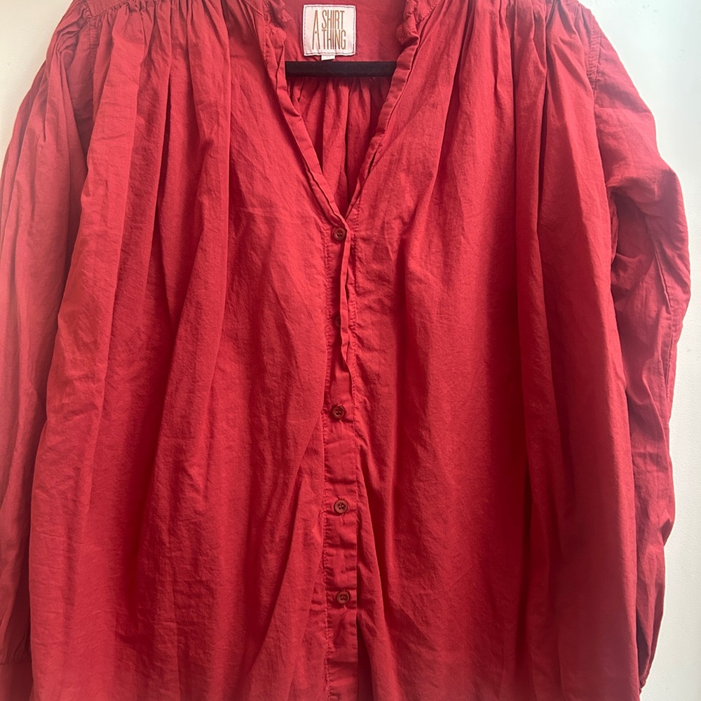 Women's Red Cotton Boho Top